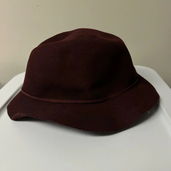 Karen KANE 100% Wool Hat SIZE M/L Raw cut Brim Made In USA New with Tags Maroon - Picture 6 of 6